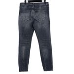 ZARA  Straight Leg Mid Rise Crop Raw Hem Distressed Stretch Jean 12 Black Washed Photo 12