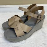 Kork-Ease  Ava Wedge Leather Platform Sandals Tan Gray Size 8 Photo 3