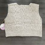 Kaisely Kaisley v neck cropped cable knit sweater vest beige size M NWT Photo 6