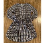 ALC Frank ALC Simona Silk Mini Dress Long Sleeve Front Tie Stripes Black White Small Photo 1