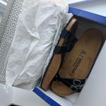 Birkenstock Almere Black Patent Cross Strap Sandals Photo 4