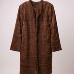 Margaret Godfrey Genuine Suede Fringe Coat Western Boho Long Jacket Sz 14 Brown Photo 0