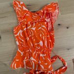 Who What Wear Orange and White Patterned Set Photo 5