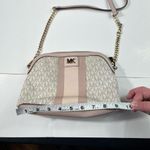 Michael Kors Logo Printed Light Pink Stripe Detail Leather Crossbody Bag Purse Photo 5