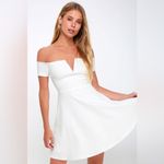 Lulus LULU’S Play The Party White Off The Shoulder Skater Dress Photo 3