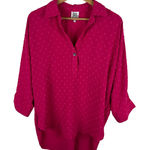 Ivy Jane  Pink‎ Swiss Dot Blouse Medium Button Front Peasant Tunic Boho Slouchy Photo 0