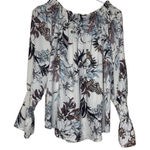 Veronica M  Womens Blouse‎ Off Shoulder Smocked Long Sleeve Cuffed Top Large NWT Photo 0