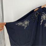 Free People Navy Blue Floral Beaded Embroidered Chiffon Dolman Sleeve Dress M Photo 2