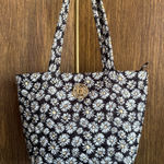 Nanette Lepore NANETTE LAPORE Large Blue Quilted Daisy Print Tote Bag Errands School Work Photo 0