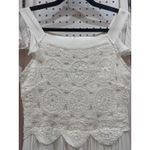 White Birch  Crochet Lace Boho Mini Dress Flutter Sleeve Square Neck Photo 2