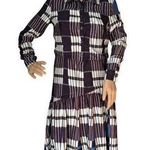 Boutique Penelope drop waist long sleeved button print dress purple, white, blue size XS Photo 0