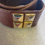 Linea Pelle Brown Leather Gold Studded Preppy Chunky Granola Coastal Wai… Size L Photo 7