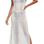 Boutique  White Crochet Maxi Swim Coverup M Photo 0