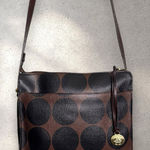 Brahmin  Adjustable Crossbody Bag Purse Brown Black Barcelona Polka‎ Dot Circles Photo 0