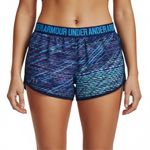 Under Armour  Athletic Shorts Womens M Blue Purple Striped Athleisure Gym Fitness Photo 0