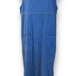 Vintage 90s Boston Classics Denim Jumper Dress Plus Size 16W Blue Jean Pocket Photo 1