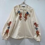 Driftwood  cream blouse embroidered balloon sleeve size L Photo 1