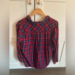J. Crew Flannel Popover Tunic Red Navy Plaid Top Size Large Casual Comfy Photo 2