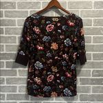 Sundance Dark Floral 3/4 Sleeve Thermal Womens Size Medium Top Purple Photo 7