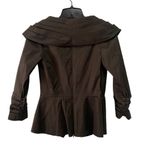 Tadashi Shoji  Womens Sz 4 Jeweled Brown Faux Wrap Taffeta Blouse Back Zip Photo 5