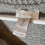 Chico's  3 (XL) Shawl Collar Cable Knit Short Sleeve Cardigan Gray Button Front Photo 3