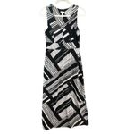 Soma Maxi Dress Womens S Black White Geometric Striped Empire Waist Soft Comfort Photo 1
