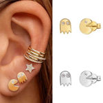 Boutique 14k White Gold Filled Pac-Man Mismatch Earrings Photo 3