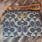 Coach denim small corner zip wristlet nwot Photo 0