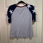 Maurice's  Short Sleeve Shirt 4th Of July Red White Blue Stars Stripes Size Medium Photo 3