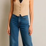 Bardot Callie Beige Tailored Vest Waistcoat L US 8 NWT Quiet Luxury Suiting Photo 0