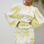 Sabo Skirt Banks Shirred Puff Sleeve Floral Dress - Solstice Floral NWT Photo 0