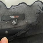 Black Sheer Beaded Pearl Crop Top Size M Photo 3