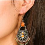 Bohemian Beaded Tassel Drop Dangle Earrings Silver Plated Decor Gift For Women Brown Photo 2