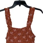 American Eagle Crop Top Size Medium Orange Floral Womens Stretch Bottom Tie Photo 6