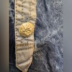 Elisa Cavaletti Italian Blue Acid Wash Pleather Trim Viscose Button Shirt Photo 6