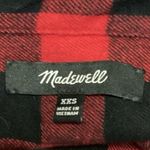 Madewell  Women's Red Black Plaid Check Flannel Half Button Down Shirt Top Sz XXS Photo 2