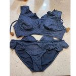 Time & Tru bikini dusty blue floral cut out size 12-14 Photo 0