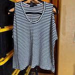 ALL SAINTS Harper Striped Cold-Shoulder Tee Navy / White Size Small Photo 4