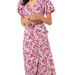 Loft Beach Paisley Pink Wrap Maxi Dress Size XS Photo 2