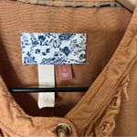 Anthropologie  Pilcro Ruffled Placket Shirt Tan Terracotta Womens Button Down L Photo 5