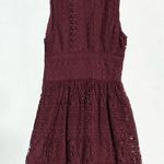 Abercrombie & Fitch ABERCROMBIE Women’s Burgundy Lace Sleeveless Mini Dress Size 10 Photo 8