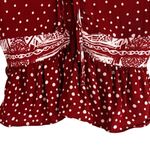 Free People  Babylon River Top Womens XS Red Polka Dot Smocked Peplum Boho Hippie Photo 2
