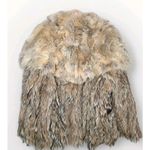 Vintage Real Fur Collared Coat Glam Shaggy Fluffy Brown Size L Photo 5