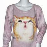 The Mountain Sweatshirt Womens Medium Pink So Kissable Cat Slouch Crew Tie Dye Photo 3