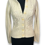 Gap Vintage  Wool Cashmere Cream Cable Knit Cardigan Button-Up‎ Sweater Womens M Photo 0
