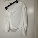 ZARA NEW! ASYMMETRIC POPLIN WHITE TOP ONE SHOULDER size Medium Photo 4