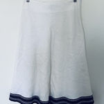 Willi Smith Linen White Black Embroidered Lined Elegant Summer Fashion Skirt 4 Photo 0