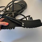 public desire Women's Strappy Wrap Black Flats Platform Sandals Size 6W Photo 3