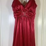Taboo Y2K 90s  Mini Party Bodycon Red‎ Dress Small Bling Rhinestones Bubble Hem Photo 0