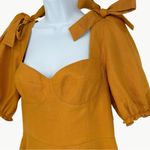 Reformation Women's Spring Bow Linen Corset A-Line Mini Dress | Sz 6 | Yellow Photo 7